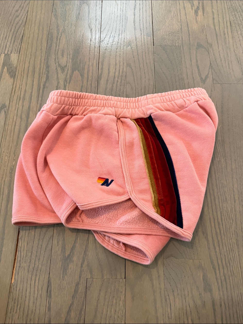 Aviator Nation Pink Retro 5 Stripe sweat Shorts